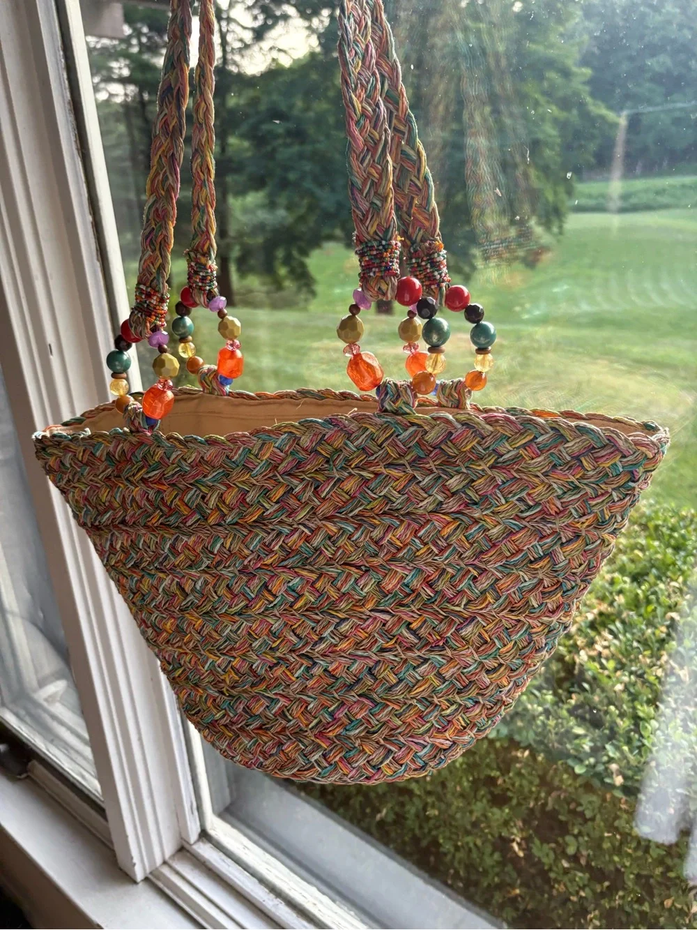 Capelli StraWorld Beach Tote Beaded embellished handbag Tutti Fruiti Purse